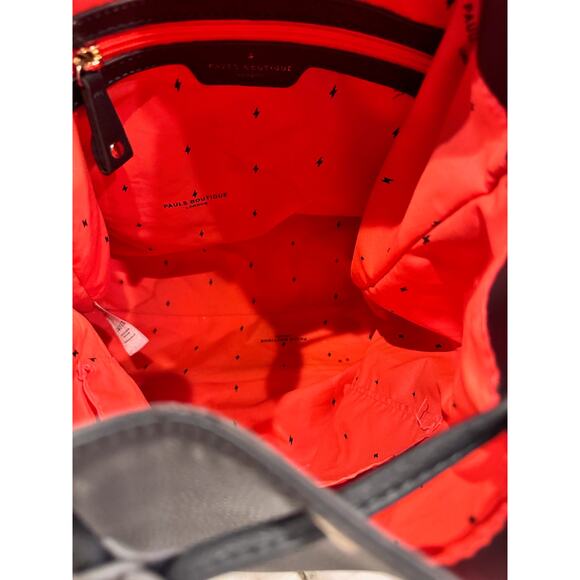 Paul's Boutique London Backpack Black Faux Leather City Minimalist Dark Academia - Picture 7 of 11